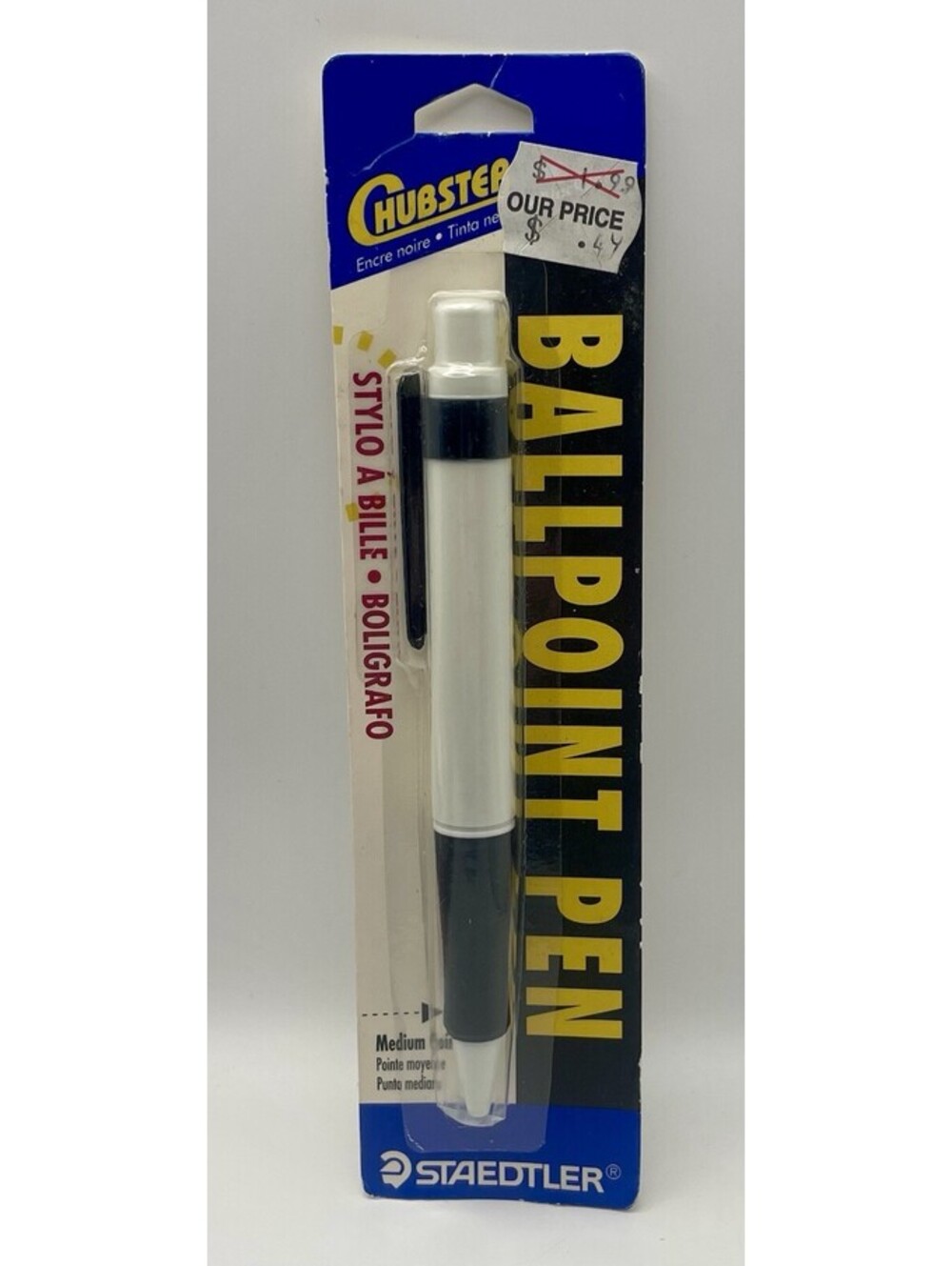 1997 Staedtler Chubster White Ballpoint Pen 9711-BK Black Ink Medium Point ~New